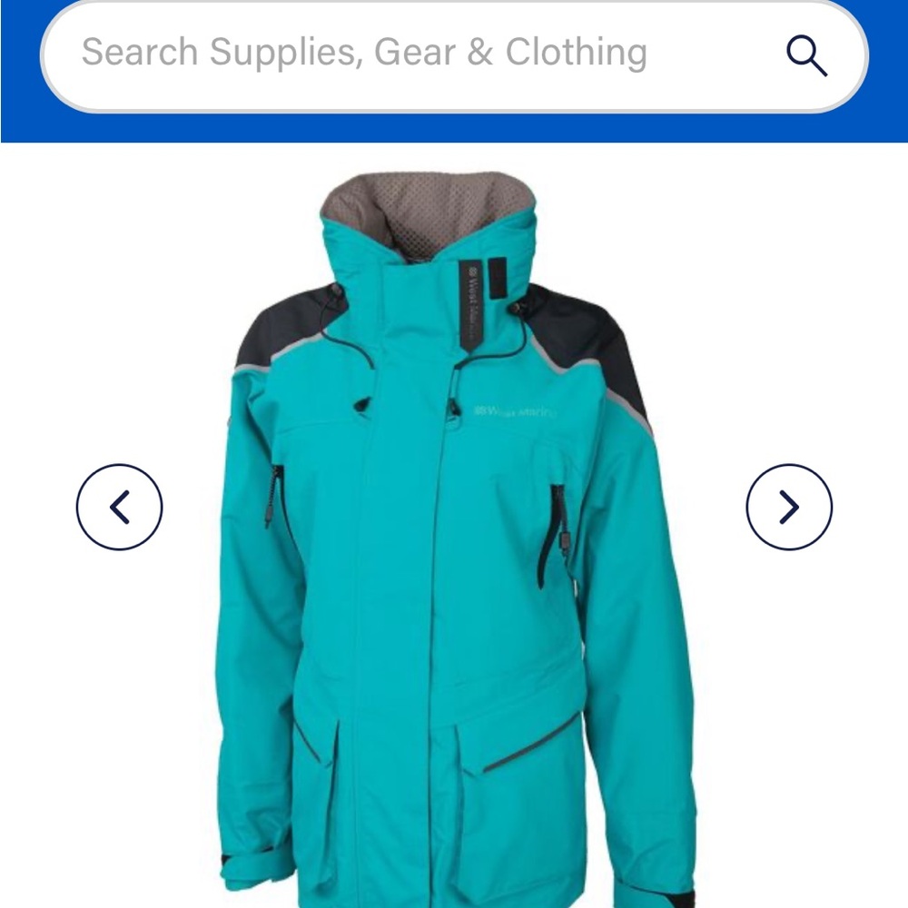 West Marine Women’s Third Reef  Gray Teal and Black Foul Weather Jacket.